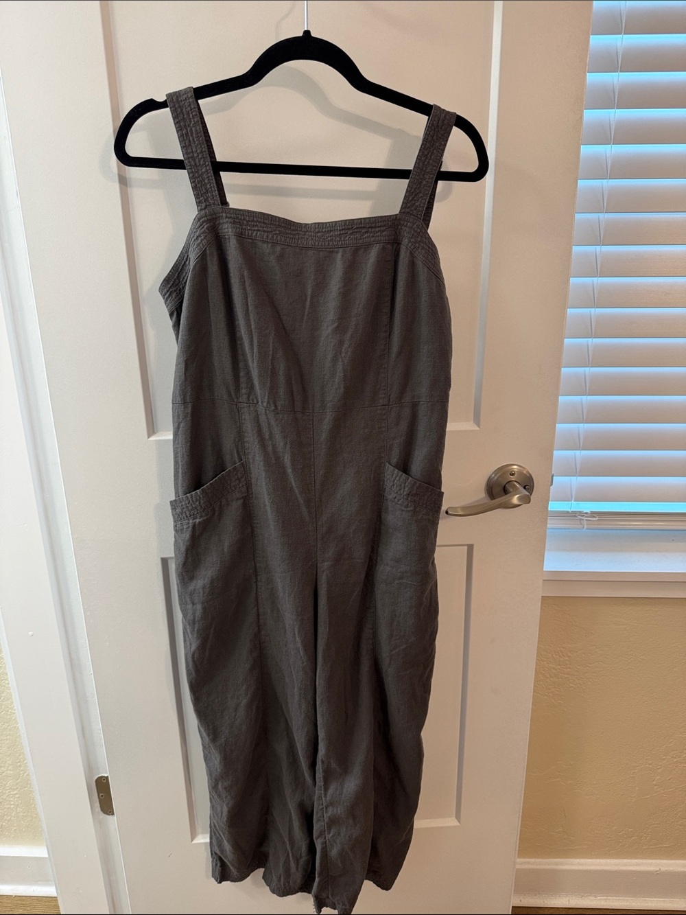 Nicole Miller Charcoal Wide-Strap Linen Blend‎ Jumpsuit